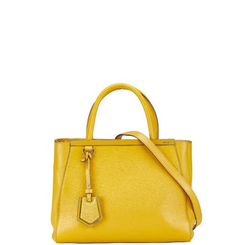 Fendi Petit Toujours Handbag/Shoulder Bag 2Way 8Bh253 Yellow Leather