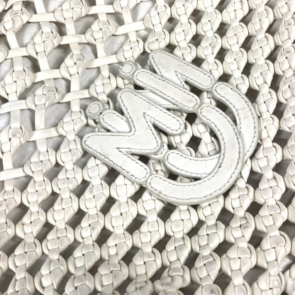 Miu Miu Logo Mesh Shoulder Bag Beach Leather