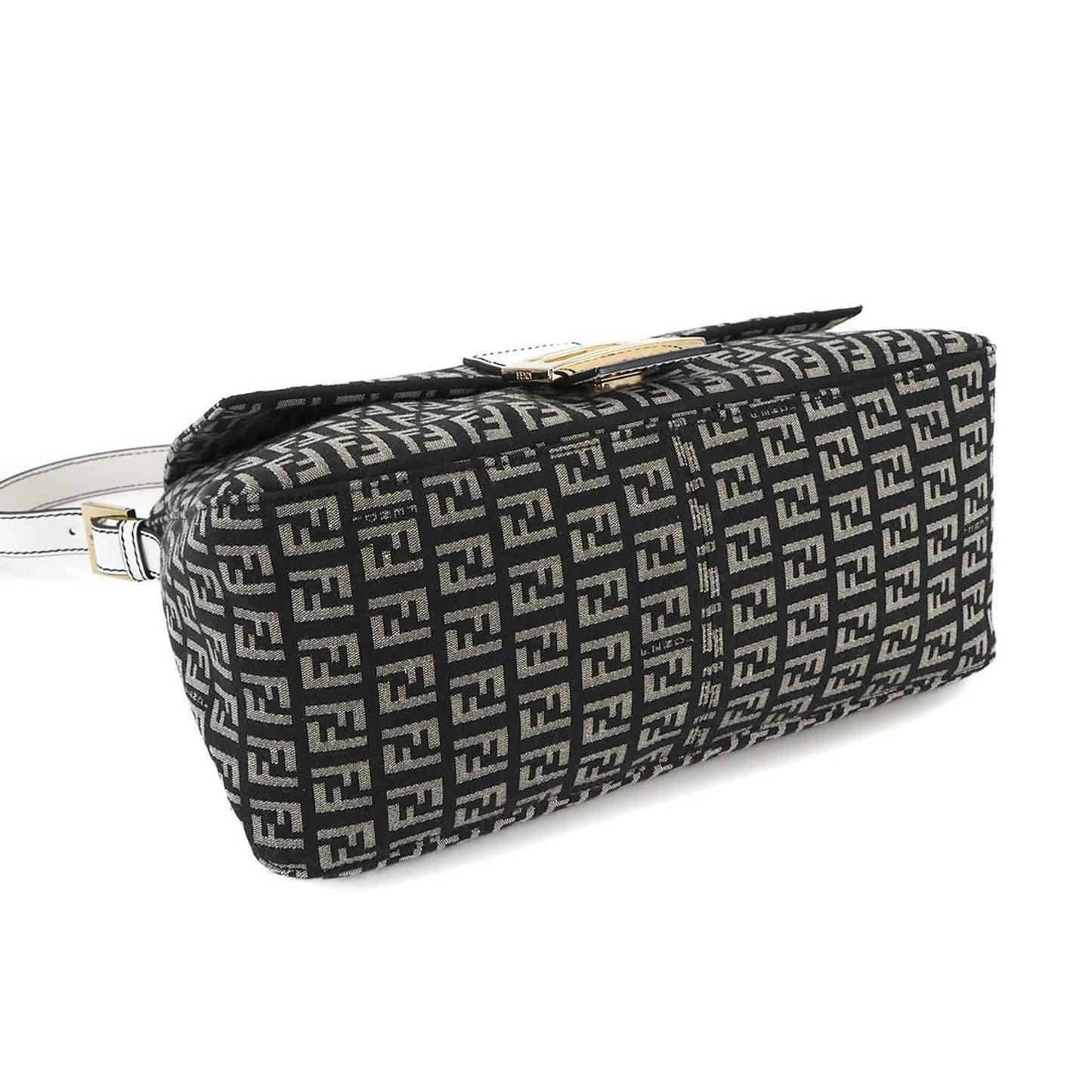 Fendi Zucchino Mamma Baguette Shoulder Bag In Canvas And Leather