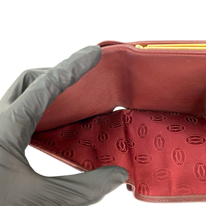 Cartier Must Line Leather Clasp Tri-Fold Wallet