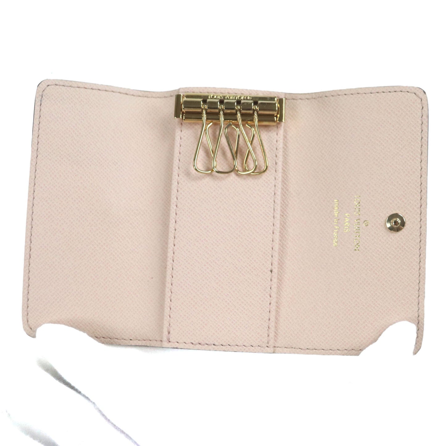 Louis Vuitton M83265 Multicle 4 Chamalow Pink Monogram 4-Ring Key Case With Box And Dust Bag