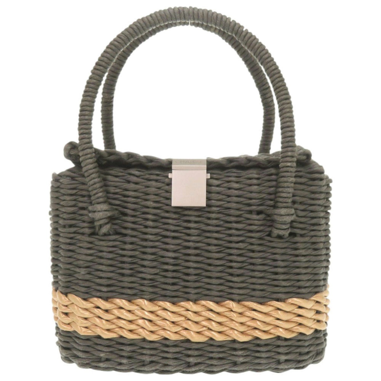 Chanel Straw Gray Basket Bag Handbag 1538 Chanel