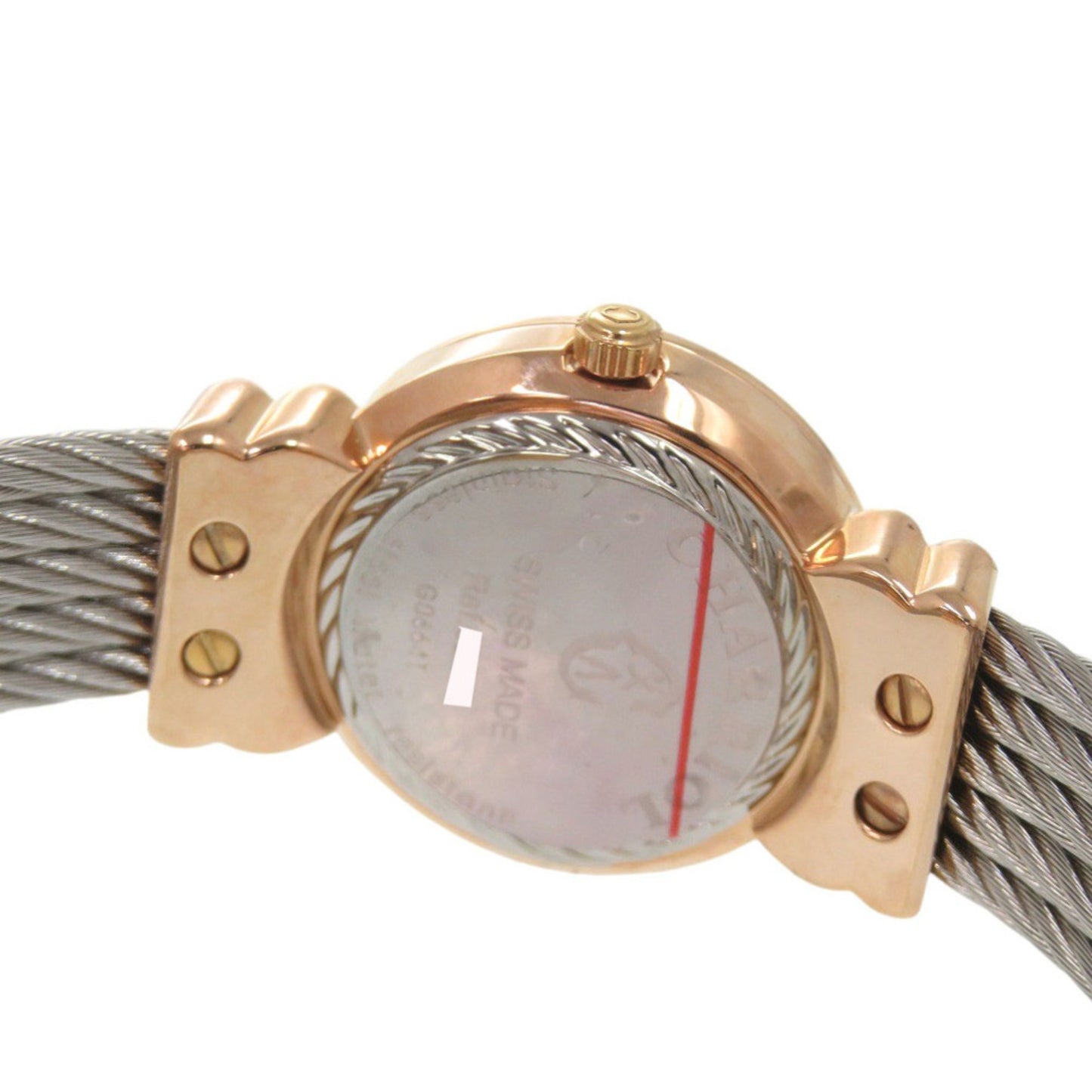 Unused Charriol Saint-Tropez 028Pi.540.556 Stainless Steel White Shell Pink Gold Dial Quartz