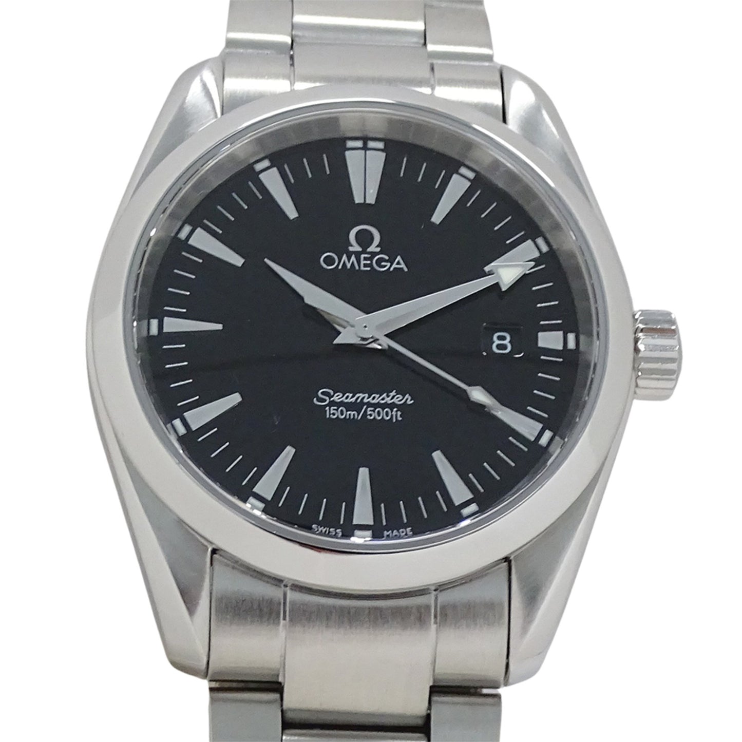 Omega Seamaster Aqua Terra 2518.50 Boys' Brand Watch Date Quartz Qz Stainless Steel Ss Silver Black