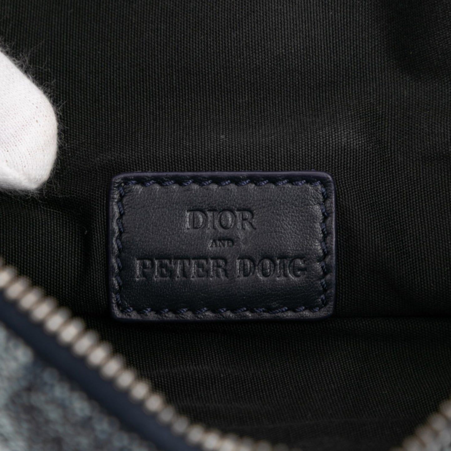 Christian Dior Dior X Peter Doig Saddle Shoulder Bag Navy Denim Leather