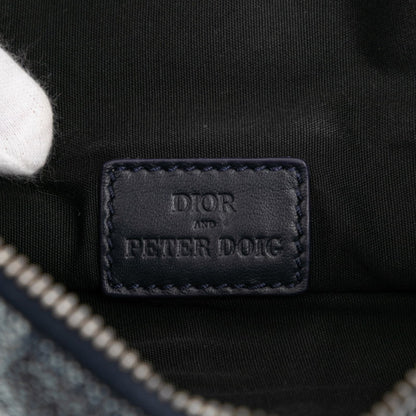 Christian Dior Dior X Peter Doig Saddle Shoulder Bag Navy Denim Leather