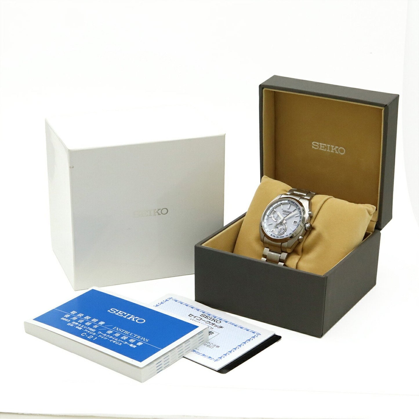 Seiko Astron Radio-Controlled Solar Watch With Silver Dial And Titanium Dial