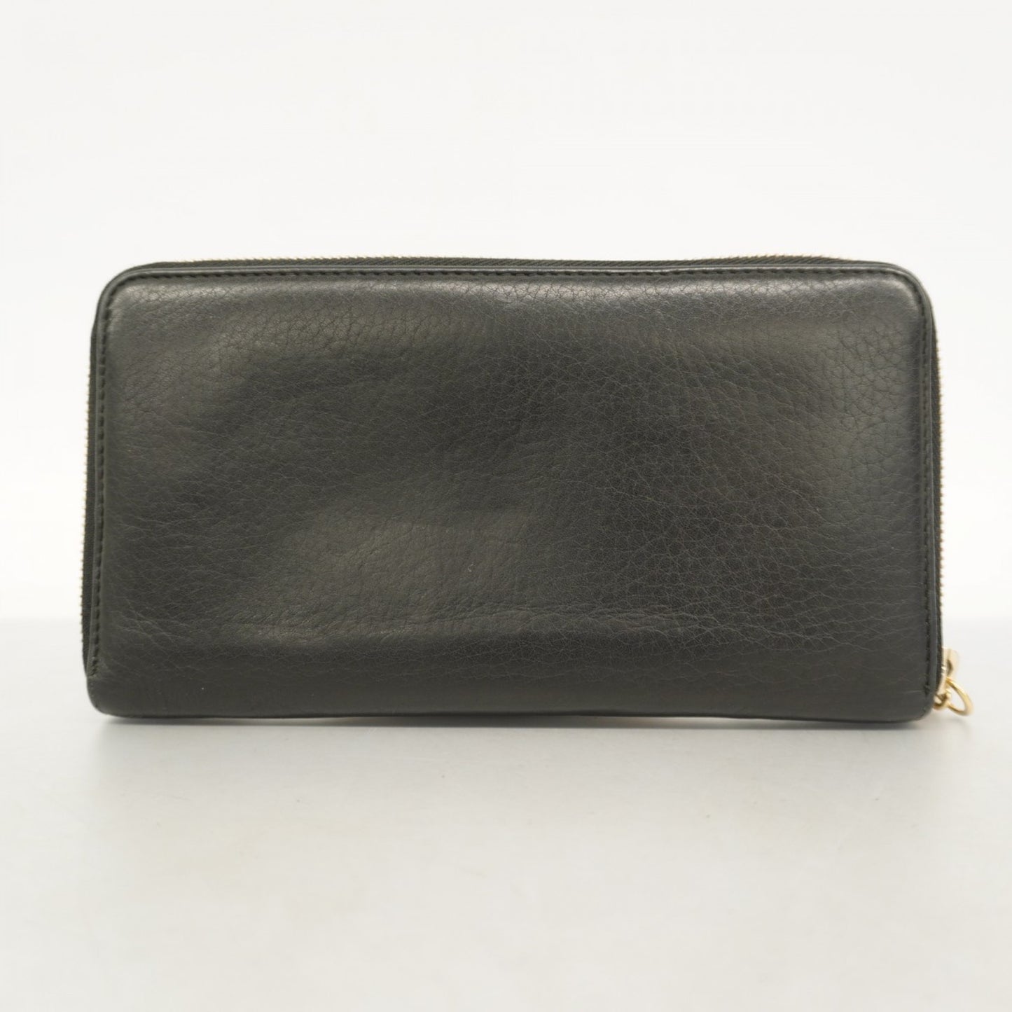 Gucci Soho Long Wallet 291102 Leather Black Champagne