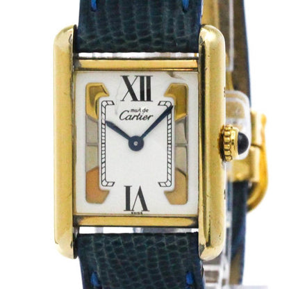 Cartier Tank Vermeil Gold Plated Leater Quartz