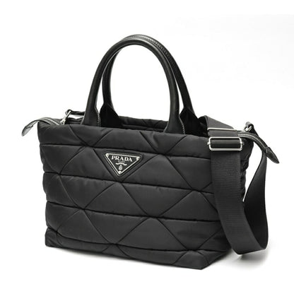 Prada Medium Padded Re-Nylon X Leather Tote Bag 1Bg436 Nylon Black S-158687