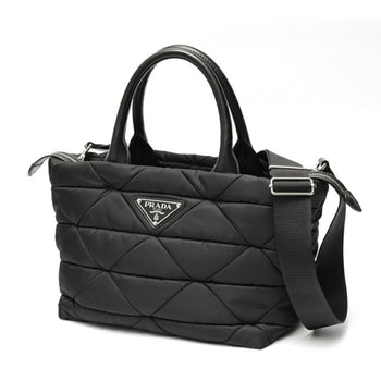 Prada Medium Padded Re-Nylon X Leather Tote Bag 1Bg436 Nylon Black S-158687
