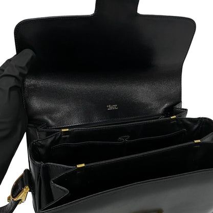 Celine Logo Horse-Drawn Carriage Hardware Calfskin Leather Mini Shoulder Bag/Pochette/Sacoche Black