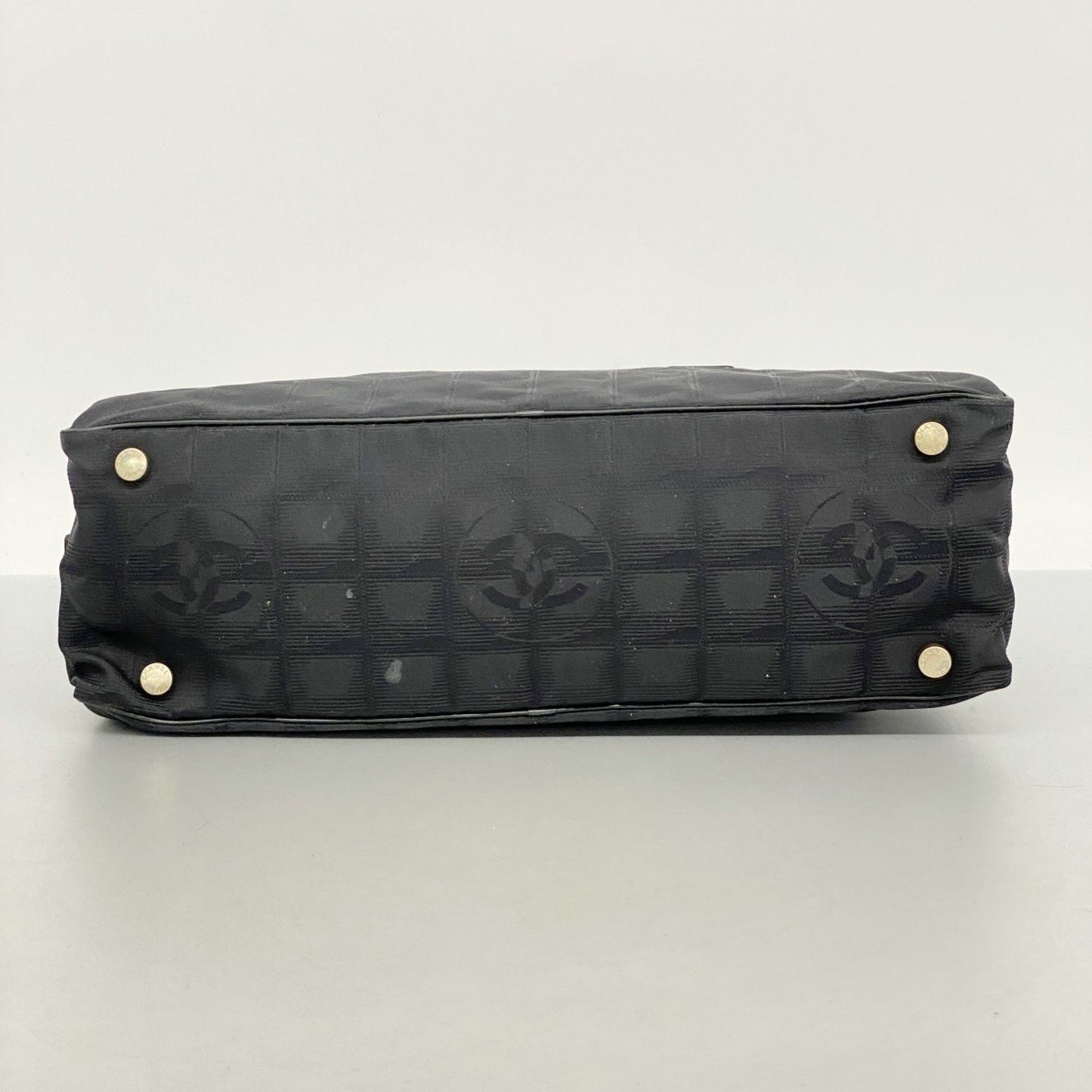 Chanel New Travel Nylon Handbag In Black Champagne