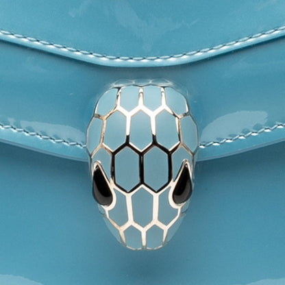 Bvlgari Serpenti Forever Chain Shoulder Bag In Blue Leather