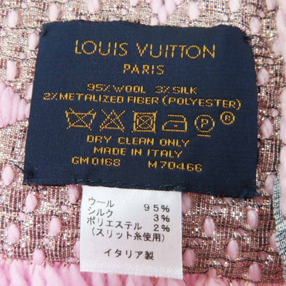 Louis Vuitton M70466 Echarpe Logomania Shine Wool And Silk Rose Ballerine Fringed Knit Scarf