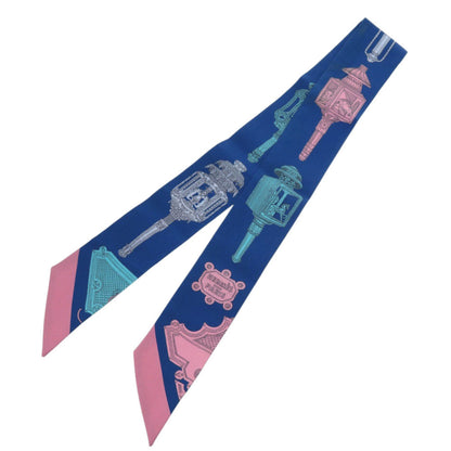 Herms Twilly Merveilleuses Lanternes Silk Blue Scarf Muffler 0819 Hermes