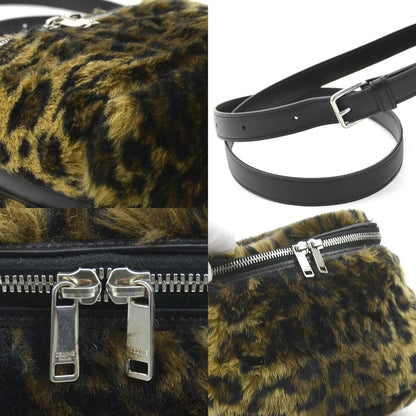 Celine Shoulder Bag Fur Leather Black X Brown