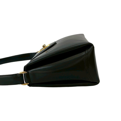 Gucci Old Gucci G Logo Turnlock Hardware Calfskin Leather Handbag In Black 804-4