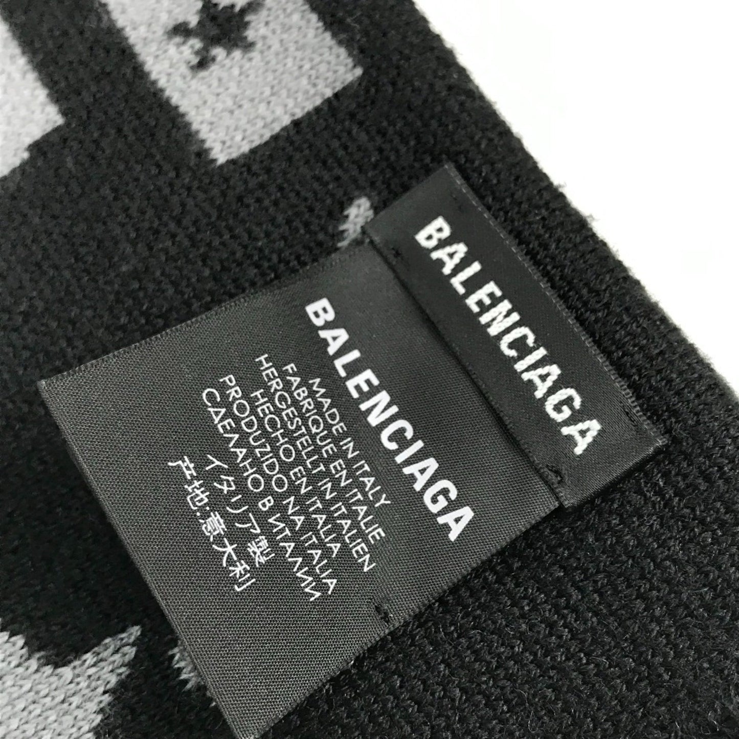 Balenciaga Logo Fringe Scarf Wool Acrylic