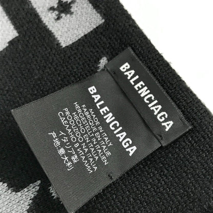Balenciaga Logo Fringe Scarf Wool Acrylic
