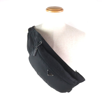 Prada Tessuto Triangle Logo Plate Nylon Saffiano Leather Belt Bag/Body Bag Black