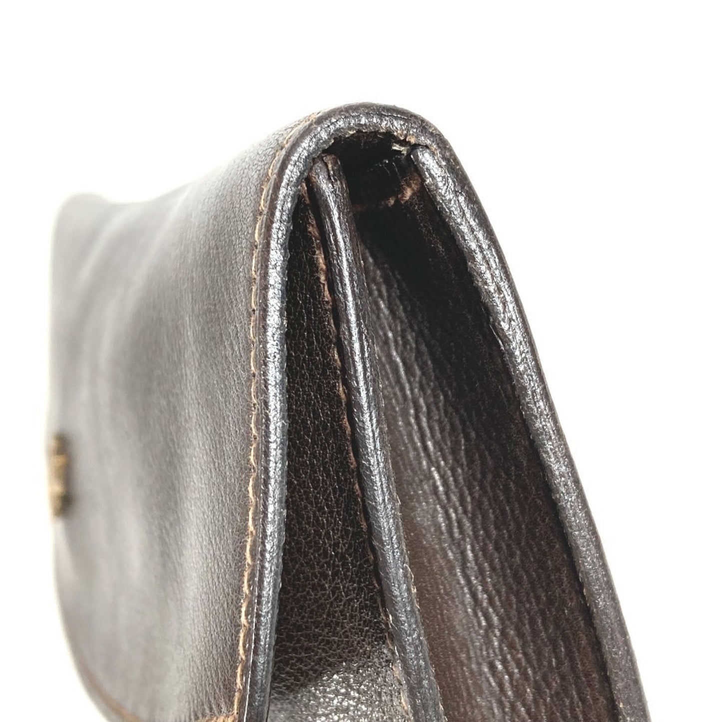 Hermes Vintage Logo Bag Pouch Flap Second Clutch Leather