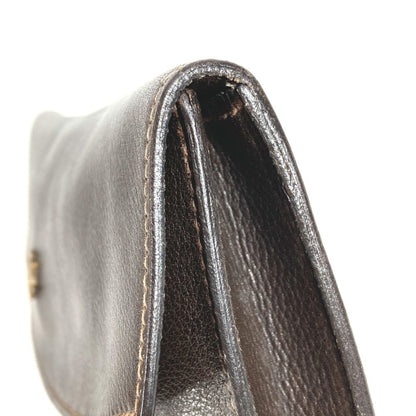 Hermes Vintage Logo Bag Pouch Flap Second Clutch Leather