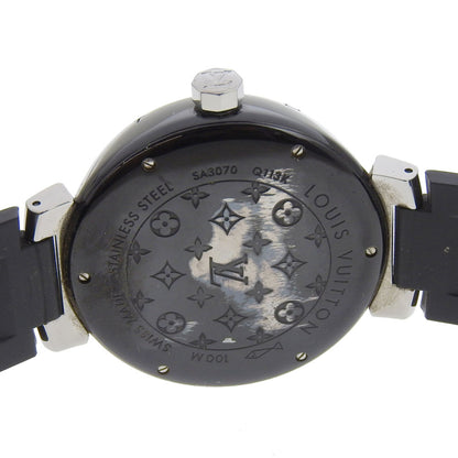 Louis Vuitton Tambour Gmt Watch Q113K Stainless Steel X Rubber Automatic Black Dial