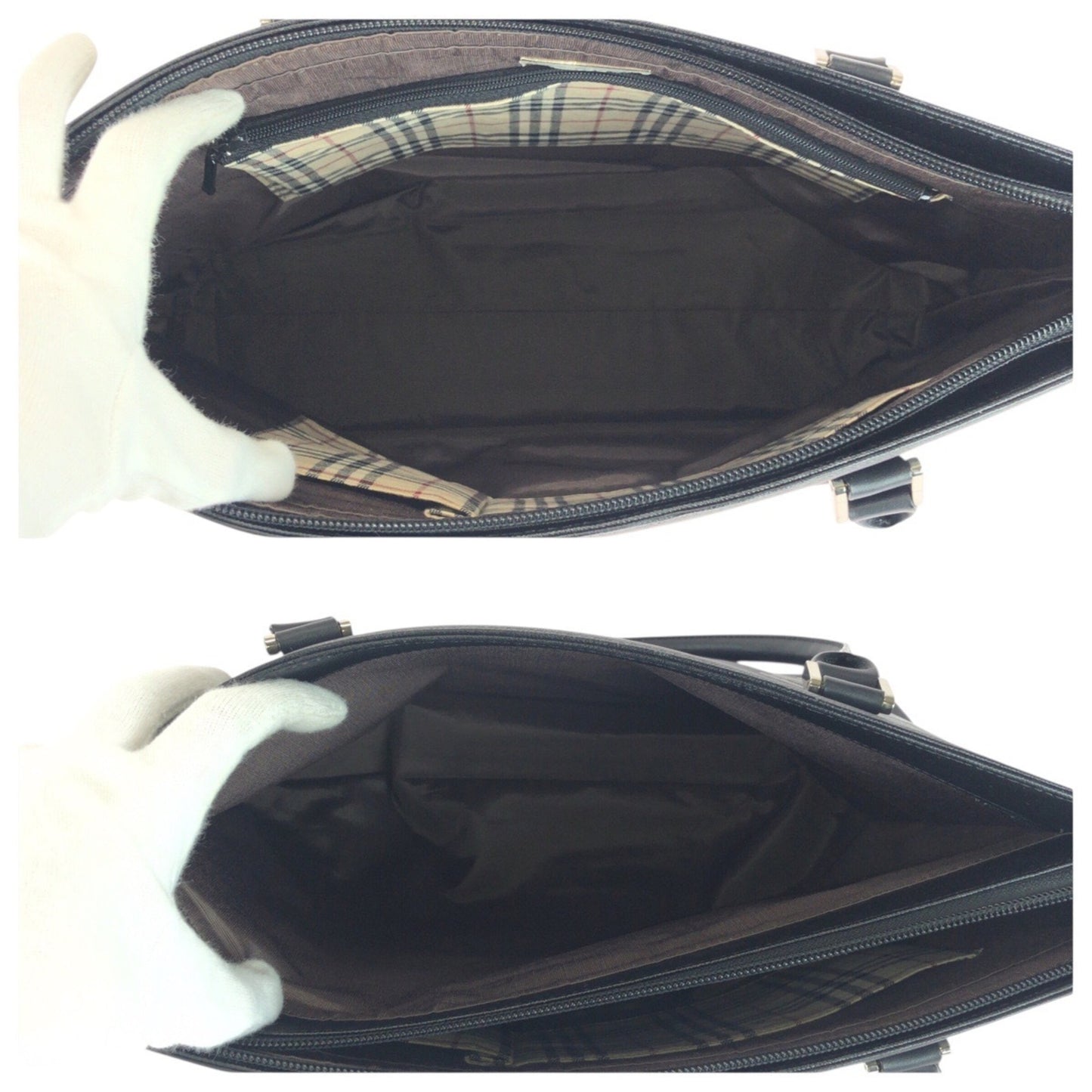 Burberry Nova Check Black Tote Bag With Silver Hardware