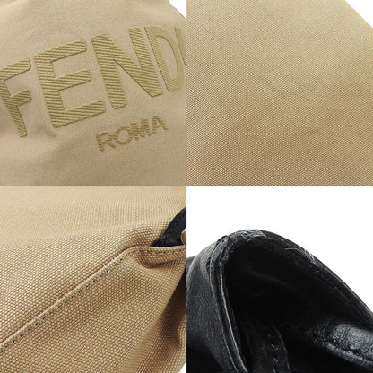 Fendi Rucksack Backpack 7Vz057 Canvas Leather Beige Black