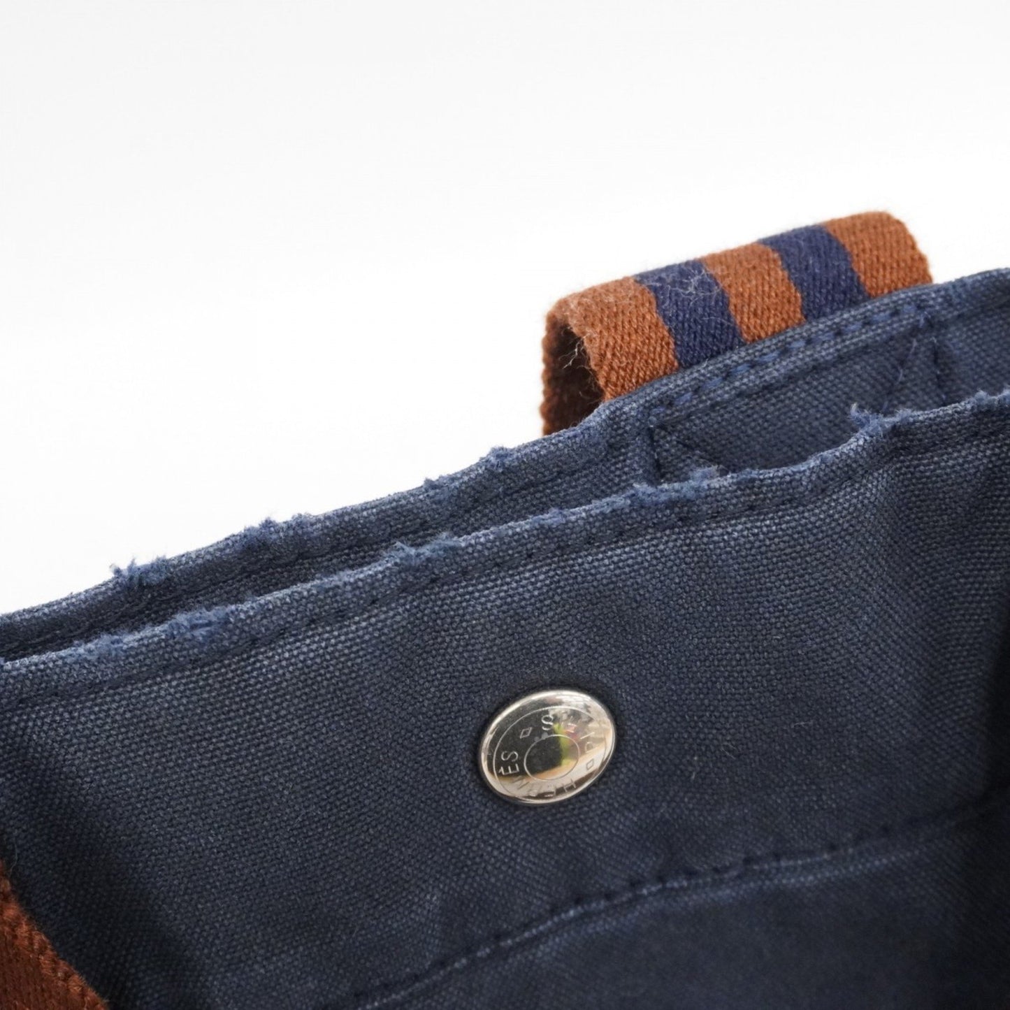 Hermes Herms Foule Tote Canvas Navy Bag