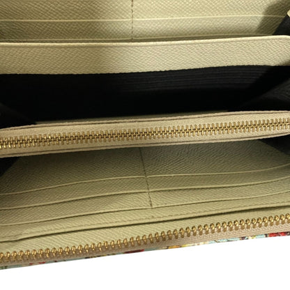 Dolce & Gabbana Floral Print Round Zip Long Wallet In Light Blue