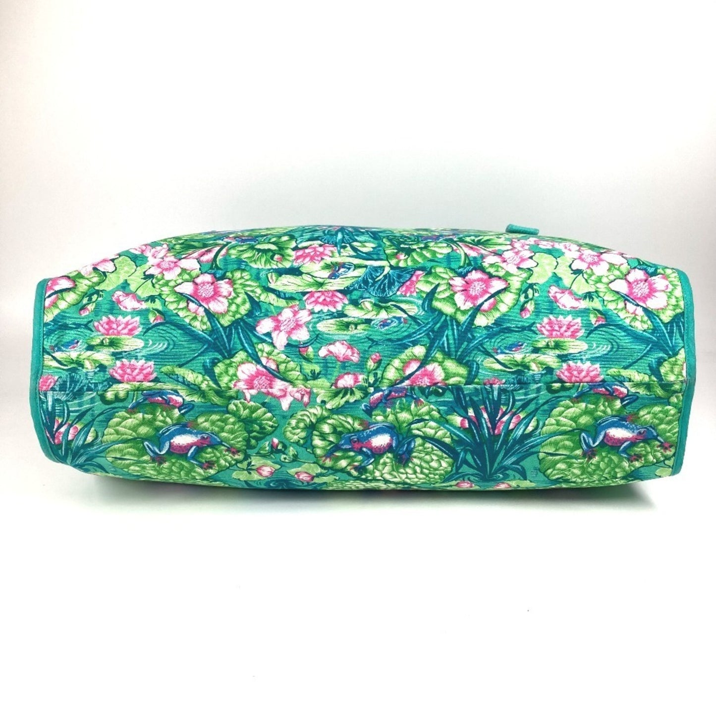 Hermes Vintage Frog Floral Print Tote Bag/Boston Bag/Shoulder Bag