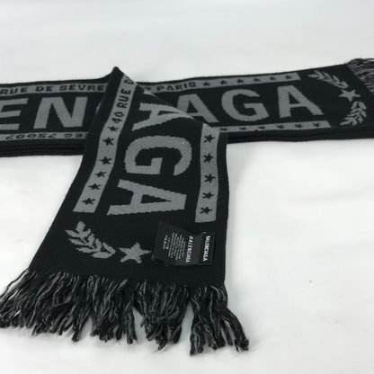 Balenciaga Logo Fringe Scarf Wool Acrylic