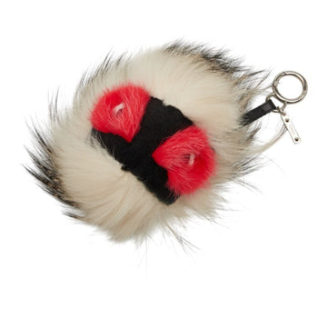 Fendi Bag Bugs Monster Charm Keychain In Beige Multicolored Fur