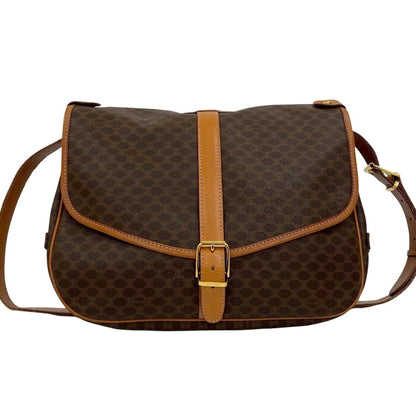 Celine Macadam Blason Pattern Leather Shoulder Bag/Sacoch/Body Bag Brown 013-5