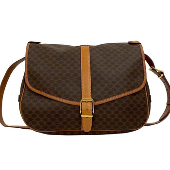 Celine Macadam Blason Pattern Leather Shoulder Bag/Sacoch/Body Bag Brown 013-5