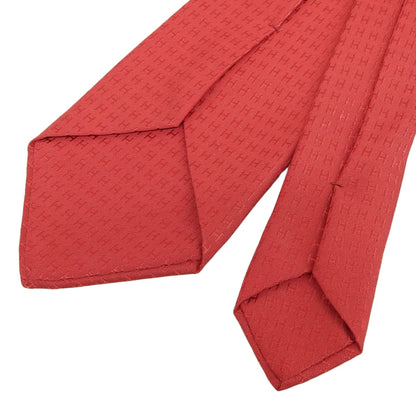 Hermes 038189T 100% Silk Rouge Cravat Fasonne H Motif Tie With Box