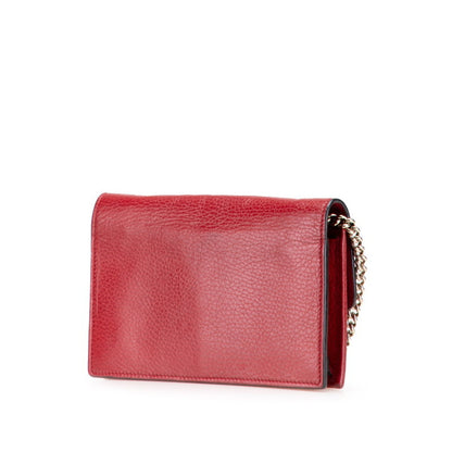 Gucci Interlocking G Crossbody Chain Wallet 510314 Red Leather