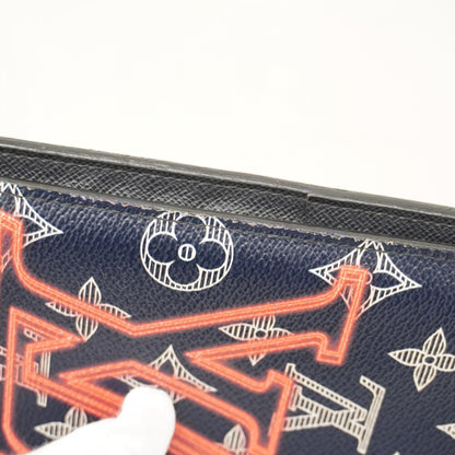 Louis Vuitton Monogram Ink Upside Down Portefeuille Brazza Long Wallet M62893 Navy