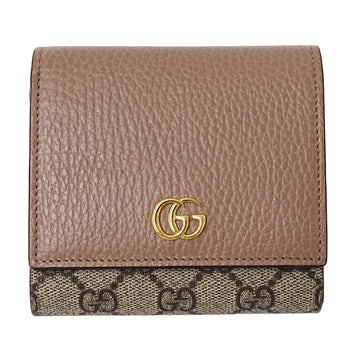 Gucci Women'S Petit Marmont Bifold Wallet In Gg Supreme Leather With Double G Two-Tone Design