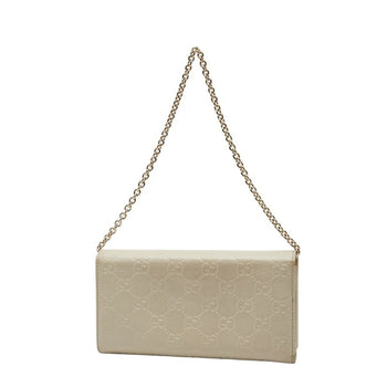 Gucci Guccissima Long Wallet Chain 2Way 224262 White Leather