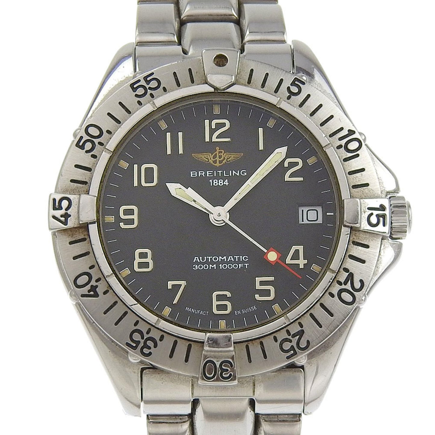 Breitling Colt Watch A17035 Stainless Steel Automatic Analog Display Black Dial