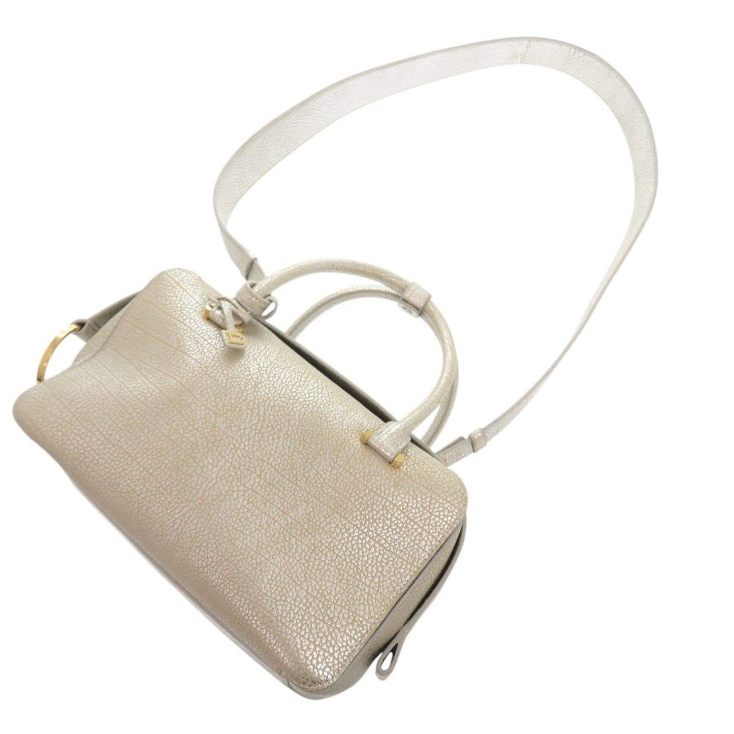 Like New Delvaux Cool Box Mm Calfskin Leather Antique Silver Aa0457Amf080Ddo 2-Way Handbag 1257