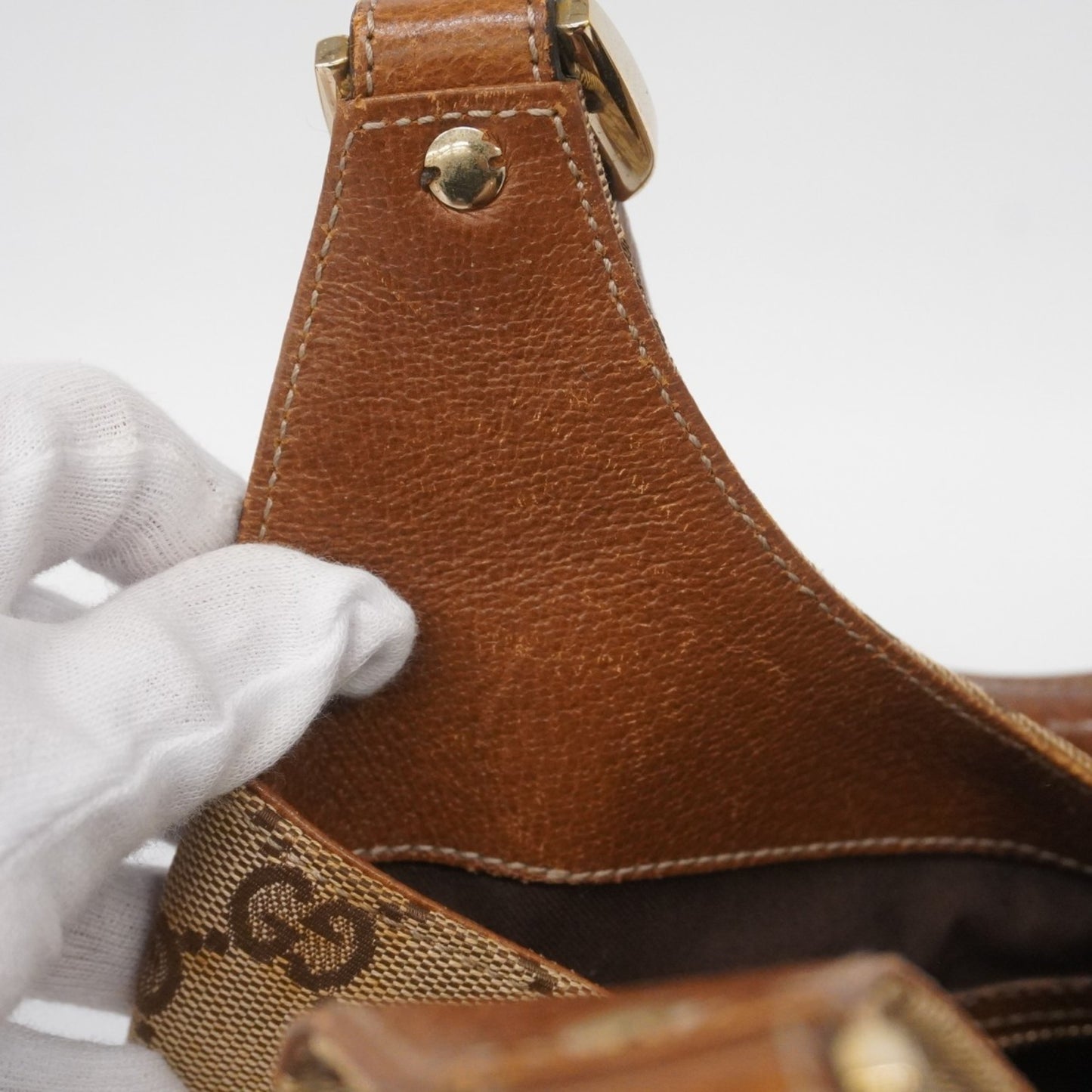 Gucci Gg Canvas New Jackie Handbag 124407 Beige Brown Champagne