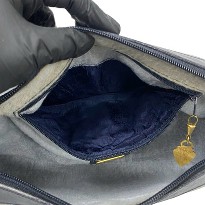 Gucci Old Gucci Micro Gg Logo Hardware Leather Shoulder Bag Pochette Sacoche Navy 04048