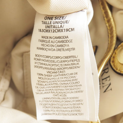 Ralph Lauren Women'S Gold Leather Drawstring Shoulder Bag With Chain Strap