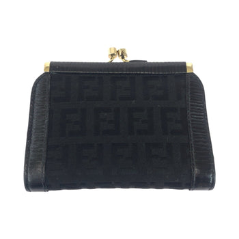 Fendi Vintage Zucca Black Gold Hardware Canvas Wallet/Coin Case Compact Wallet