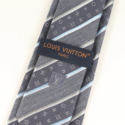 Louis Vuitton Regimental Monogram Silk Cravate Tie M79911 Gray 148Cm X 7Cm