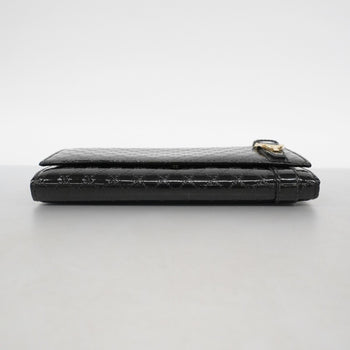 Gucci Micro Guccissima Long Wallet 309760 Enamel Black